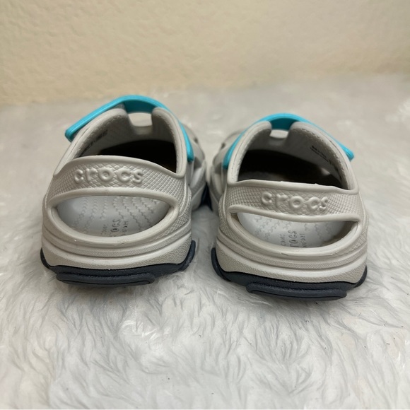 Crocs All Terrain Fisherman Shoes Toddler Kids C4 Atmosphere Gray & Blue Strap - Picture 2 of 8